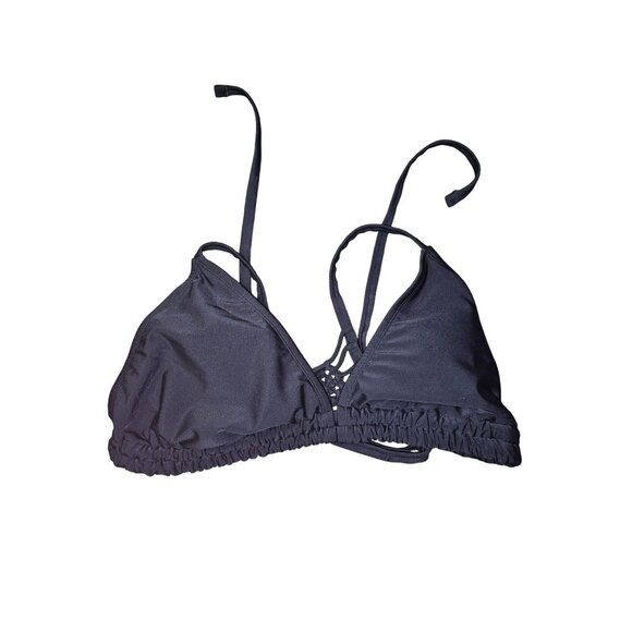 Xhilaration Black Bikini Top With Adjustable Straps & Smocked Band - Picture 1 of 4